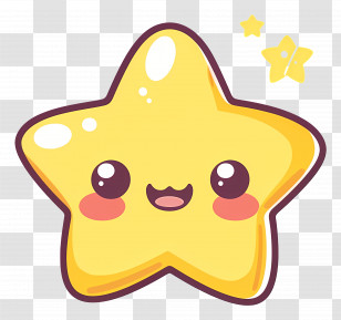 Kawaii Star - Smiling Yellow Cartoon Star Transparent PNG