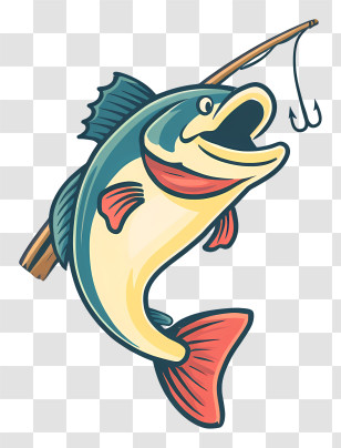 Fishing Logo - Jumping Fish With Fishing Hook Transparent PNG