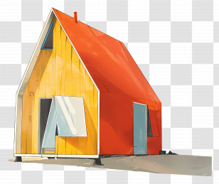 Summer Shelter - Small Cute Doodle House With Red Roof Transparent PNG