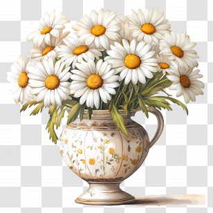 Daisy Vase - Daisy Flowers In Decorative Vase Transparent PNG