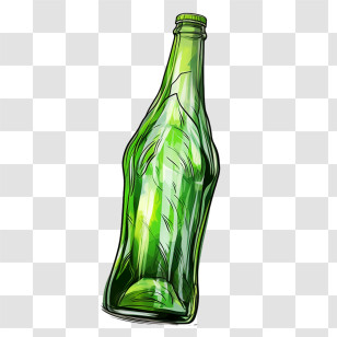 Beer Bottle - Simple Green Glass Bottle Illustration Transparent PNG