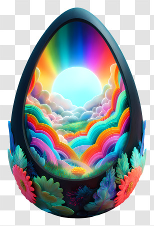 Iridescent Easter Egg - Magical Rainbow Egg Portal Transparent PNG