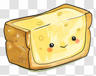 Butter - Cheerful Cartoon Bread Slice Transparent PNG
