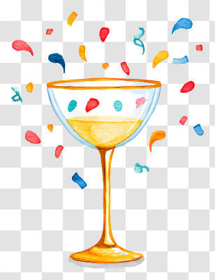 Champagne Coupe Glass - Festive Confetti Cocktail Glass Transparent PNG