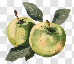 Apple - Green Apples With Leaves Illustration Transparent PNG