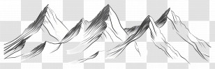 Mountain Outline - Mountain Range Sketch In Black And White Transparent PNG
