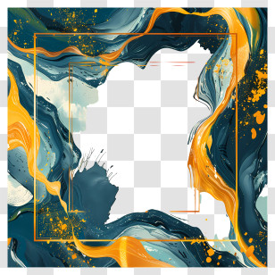 Golden Frame - Artistic Frame Design With Abstract Swirls And Modern Touch Transparent PNG