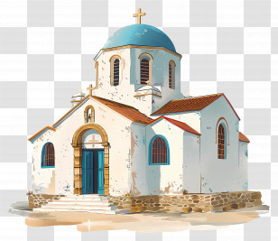 Greek Orthodox Chapel - Traditional Small Church Illustration Transparent PNG