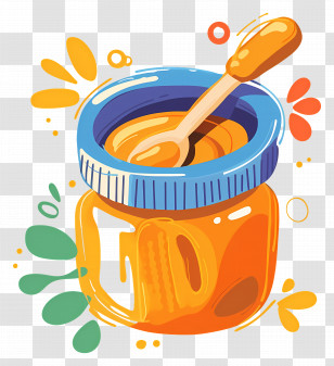 Peanut Butter Jar - Colorful Honey Jar Illustration Transparent PNG
