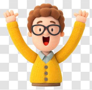 Teacher Feeling Happy - Happy Cartoon Character With Glasses Transparent PNG