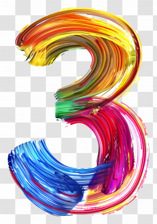 Number 3 - Colorful Number 3 Transparent PNG