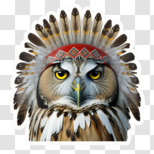 Micro Animation Owl
 - Owl With Tribal Feather Headgear Illustration Transparent PNG