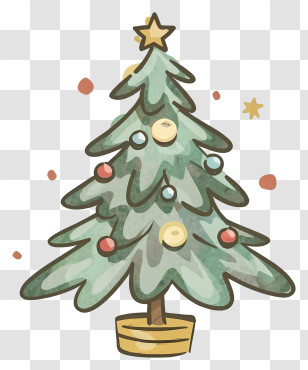 Christmas Tree - Watercolor Christmas Tree With Ornaments Transparent PNG