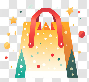 Shopping Bag - Yellow Bag With Stars And Dots Transparent PNG