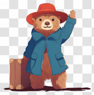 Paddington - Cute Bear Cartoon Illustration With Suitcase Transparent PNG