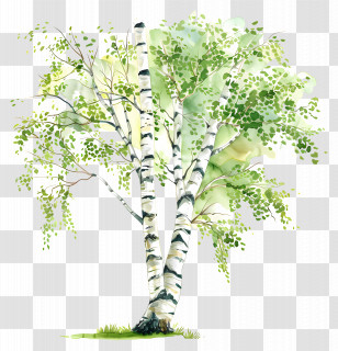 Birch Tree - Watercolor Birch Tree Illustration Transparent PNG