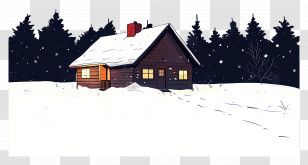 Winter Cabin - Snow-Covered Wooden House In Forest Transparent PNG