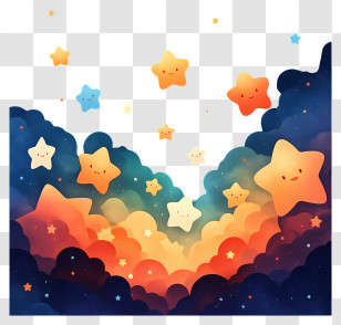 Star Background - Cute Cartoon Stars In Sky Transparent PNG