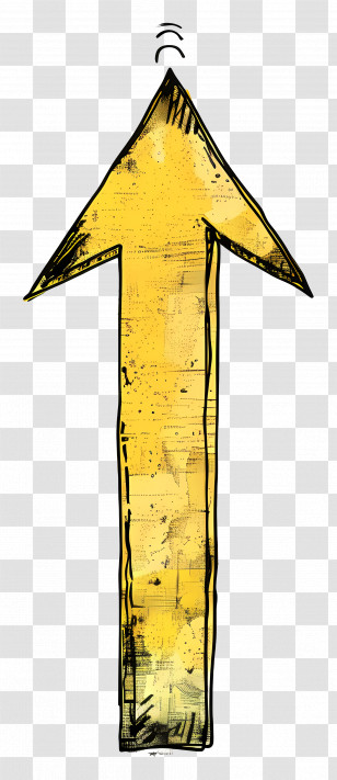 Hand Drawn Arrow - Weathered Textured Yellow Arrow Transparent PNG