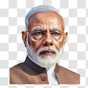 Narendra Modi - Portrait Illustration Of A Man In Formal Attire Transparent PNG