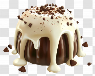 Chocolate Lava Cake - Chocolate Dessert Topped With Cream And Chocolate Chips Transparent PNG