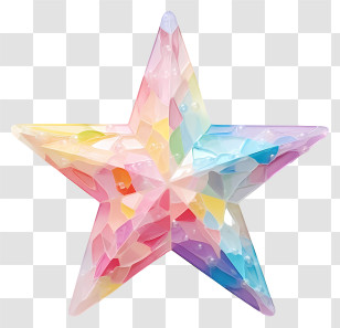 Star - Colorful Faceted Star With Rainbow Tones Transparent PNG
