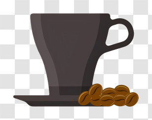Coffee Cup - Brown Coffee Cup With Beans Transparent PNG