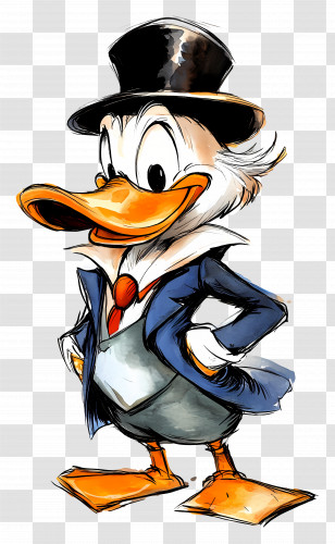 Donald Duck - Cartoon Duck Character In Top Hat Transparent PNG