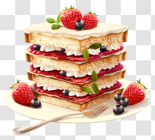 Classic Victoria Sandwich - Layered Cake With Berries Transparent PNG