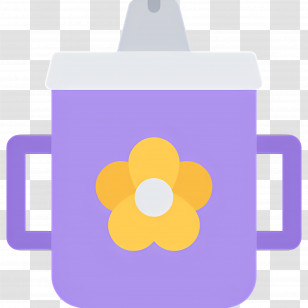 Baby Cup - Purple Sippy Cup With Flower Transparent PNG