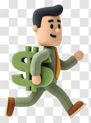 3d Human Money - Businessman Running With Dollar Sign Transparent PNG