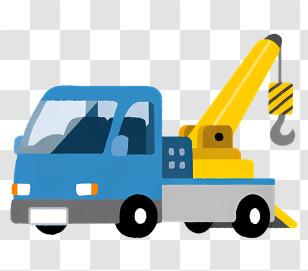 Cartoon Car - Blue Cartoon Tow Truck With Yellow Crane Design Transparent PNG