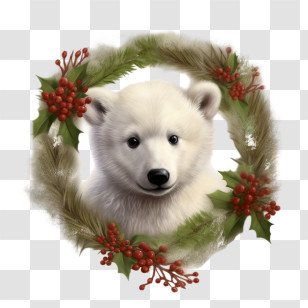 Little Polar Bear
 - Polar Bear In Festive Christmas Wreath Transparent PNG