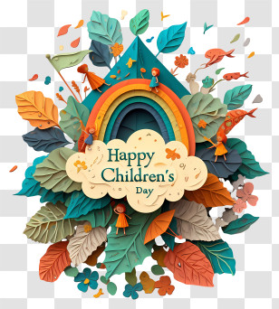 Children - Happy Children's Day Rainbow Badge Transparent PNG