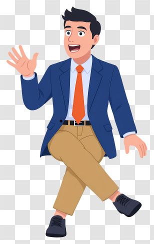 Businessman Seated - Businessman In Blue Suit With Orange Tie Transparent PNG