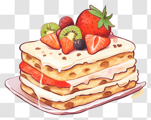 Cake - Layered Dessert Slice With Fruits Transparent PNG