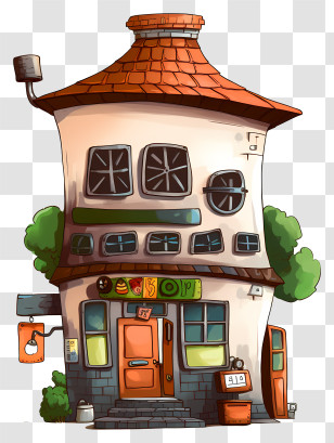 Cartoon Building - Quirky Cartoon House Transparent PNG