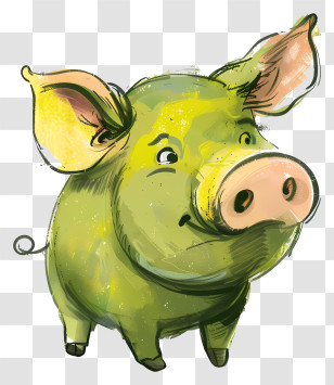 Cartoon Pig - Curious Cartoon Pig Artwork Transparent PNG
