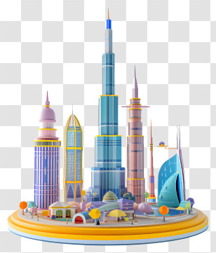 Burj Khalifa - Modern Architectural Models In Vibrant Colors Transparent PNG