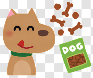 Cartoon Dog - Happy Dog With Dog Food Transparent PNG