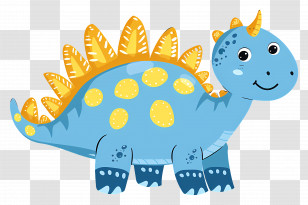 Cartoon Dinosaur - Blue Stegosaurus Cartoon Illustration With Yellow Spikes Transparent PNG