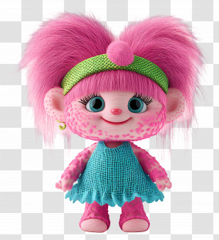 Tikiboo Troll - Smiling Pink Cartoon Troll Doll Transparent PNG