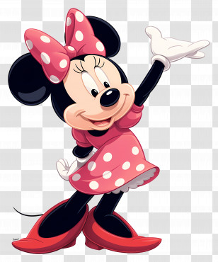 Minnie Mouse - Cartoon Character In Polka Dot Pink Dress Transparent PNG