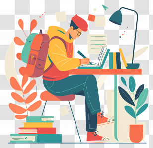 Student Studying - Focused Student Studying At Desk Concept Transparent PNG