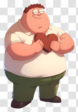 Peter Griffin - Cartoon Man Holding A Heart Transparent PNG