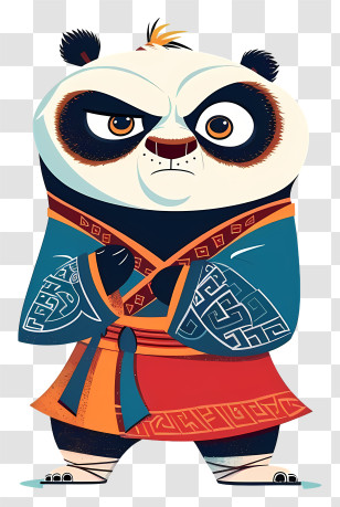 Kung Fu Panda - Cartoon Panda In Traditional Martial Arts Outfit Transparent PNG