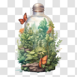 Nature
 - Butterfly Terrarium In A Glass Jar Illustration Transparent PNG