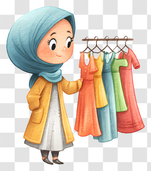 Muslim Woman Choosing Dress - Hijab Woman Shopping Clothes Transparent PNG