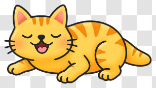 Sleeping Cartoon Cat - Yellow Happy Cat Transparent PNG