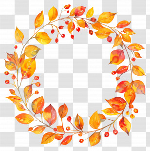 Autumn Wreath - Autumn Orange Leaf Wreath Illustration Transparent PNG